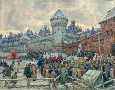 Ancient Moscow, Departure After a Fight by Apollinari Mikhailovich Vasnetsov